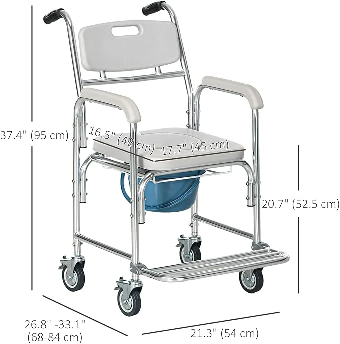 dimensions of commode wheelchair