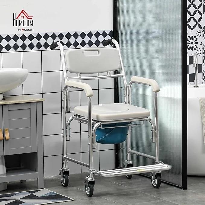 commode wheelchair in bathroom