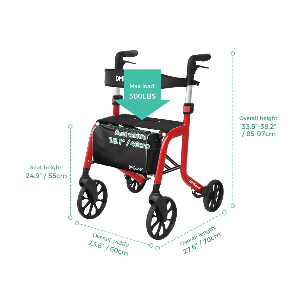 Dimensions of 4 Wheel Rollator