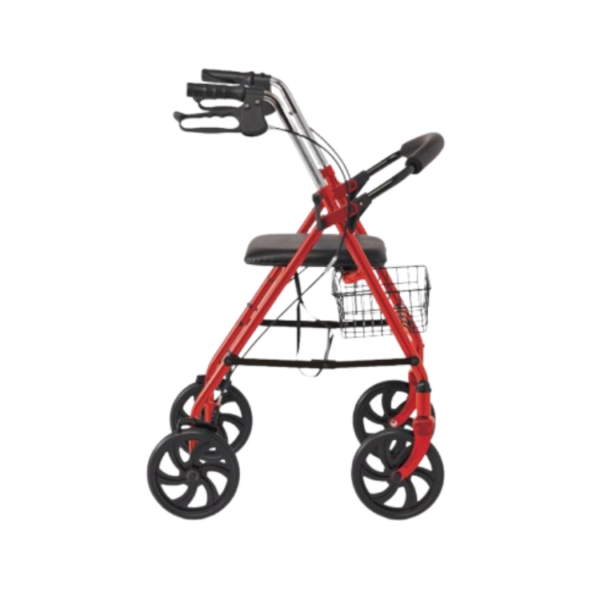 Medline Basic Steel Rollator with 8in Wheels Red 1Ct