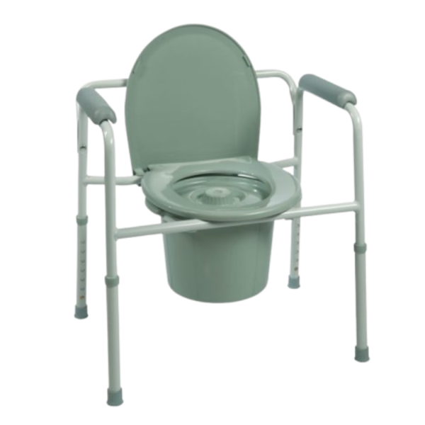 ProBasics Three-in-One Steel Commode with Plastic Armrests