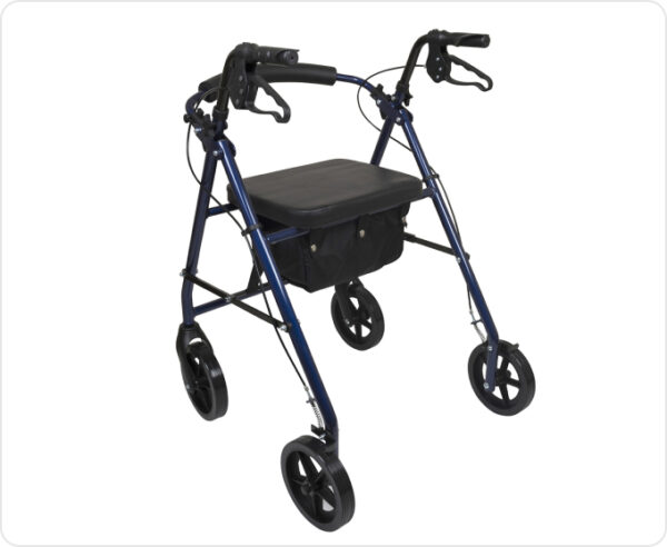 Aluminum rollator 8" wheels blue 300 lb weight capacity - Image 3