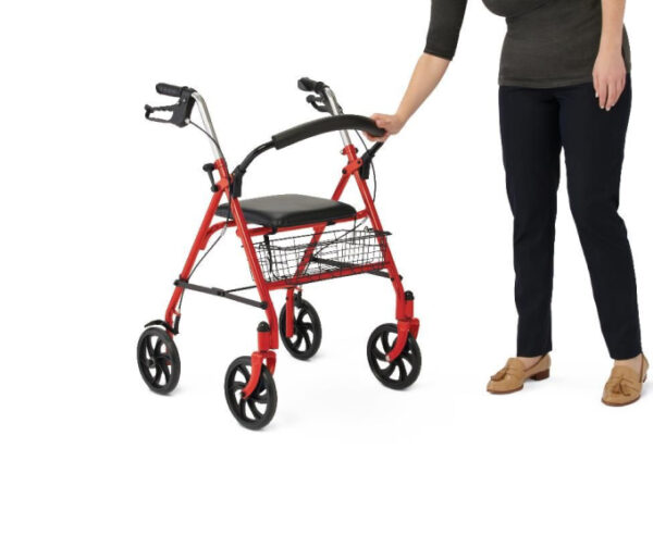 Medline Basic Steel Rollator with 8in Wheels Red 1Ct - Image 2