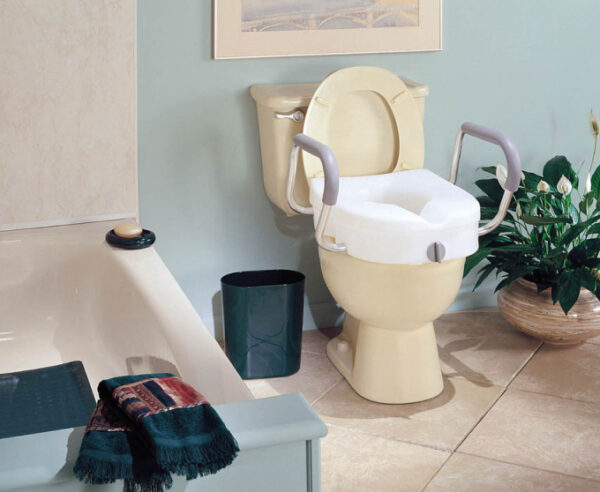 E-Z Lock Raised Toilet Seat w/ Adjustable Armrests - Image 2